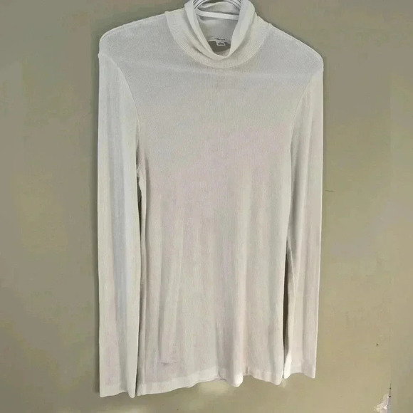 [L] Wilfred white Turtle  Neck Stretchy LS Modal Sweater - Picture 4 of 9